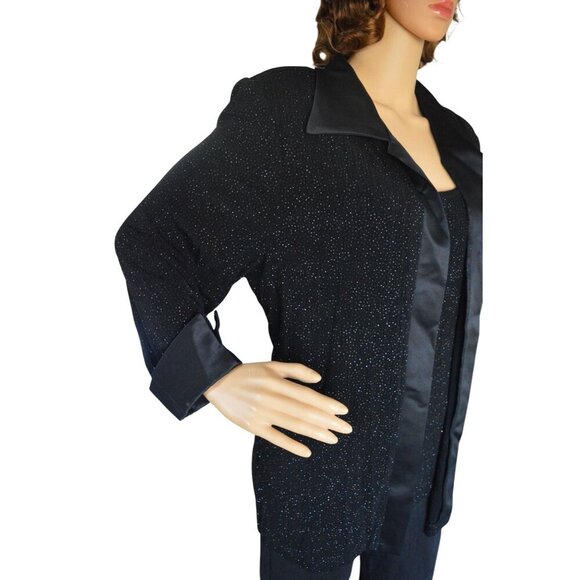 Vintage 90s R&M Collection Women's XL Black Sparkly Cardigan Blouse Combo Evenin - Picture 2 of 9